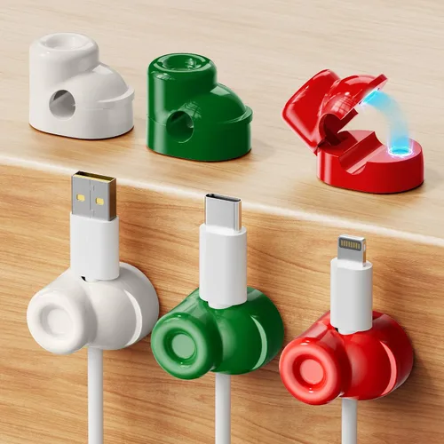 Vista 8 de Paquete de 6 clips magnéticos para cables, soporte ajustable suave para cable de teléfono celular con forma de zapato, clips de cadena de luces