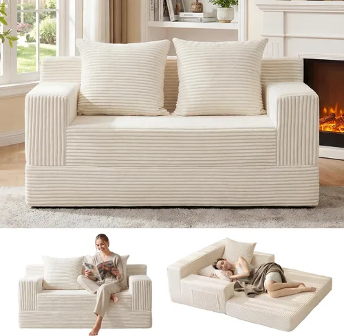 Vista 24 de Sofá cama convertible sin hueso de gran tamaño, sofá cama futón plegable, sofá cama tamaño Queen, sofá plegable sin hueso, sofá cama extraíble