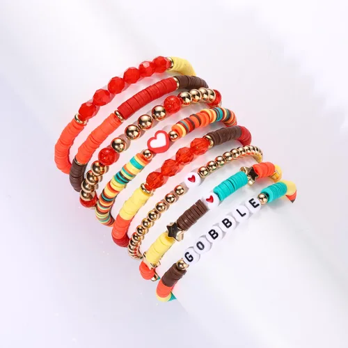 Vista 120 de Surfer Heishi - Pulseras apilables para mujer, apilables, de vinilo arcoíris, disco de arcilla, pulseras elásticas para la amistad, joyería bohemia