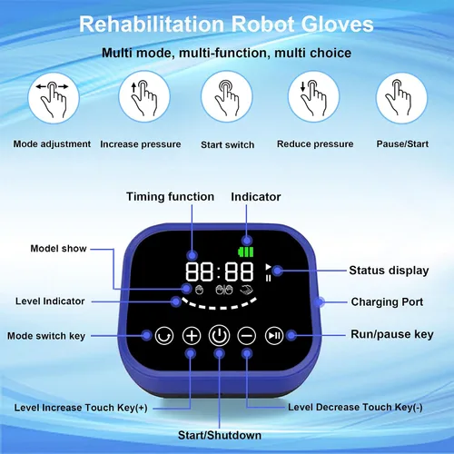 Vista 2 de Guantes de robot de rehabilitación, equipo de recuperación de hemiplejia de mano con carga USB y ajuste de fuerza (pequeño, mano izquierda)