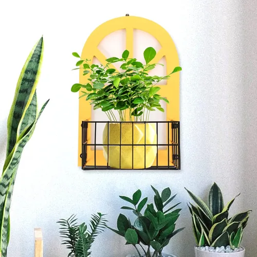 Vista 8 de Beavorty Estante para colgar en la pared, estante de almacenamiento para baño, cesta de almacenamiento amarilla, decoración de habitación
