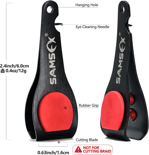 Vista 2 de SAMSFX Pesca con mosca Tippet Line Cutter Pinzas de pesca Mulit-Tool con Retractores Zinger