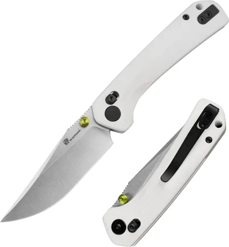 Vista 8 de HX OUTDOORS 2.96 "" bolsillo cuchillo travesaño bloqueo clip 14C28N hoja Micarta mango Verde
