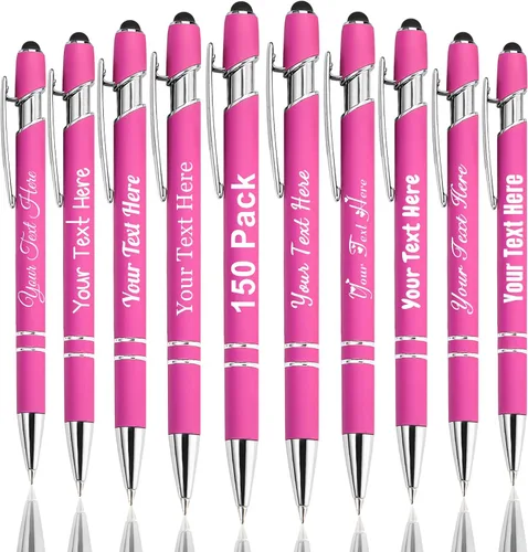 Vista 111 de Hasta 300 bolígrafos personalizados a granel con nombre personalizado con grabado gratis, puntas de lápiz capacitivo grabado, bolígrafo