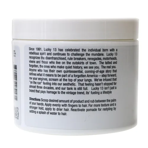 Vista 5 de Lucky 13 Barber Supplies - Pomada mate para el cabello, a base de agua, alta sujeción, acabado mate, aroma a vainilla de tabaco, 4 onzas