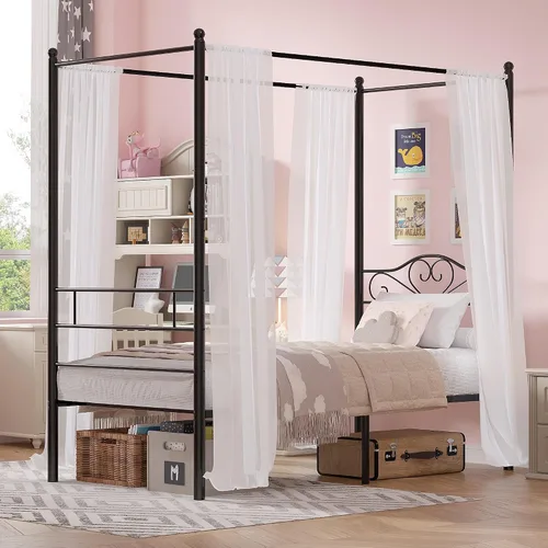 Vista 14 de VECELO Base de cama de plataforma metálica de tamaño individual de 14 pulgadas con cabecero y piecero, base de colchón resistente con soporte