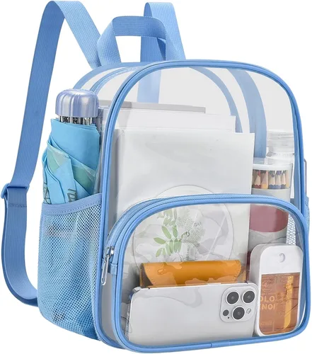 Vista 27 de USPECLARE Minimochila Transparente Aprobada para Estadio para Niños Pequeños y Niñas, Concierto, Festival, Eventos Deportivos, Aguamarina, Mediana
