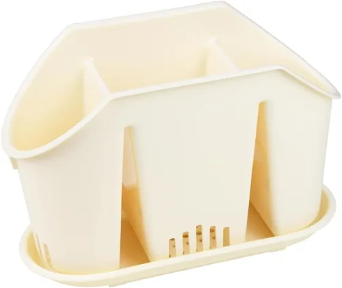 Vista 3 de YBM Home Soporte multiusos de secado de utensilios de cocina, bandeja base de 3 compartimentos, sirve como estante de secado para fregadero de Gris