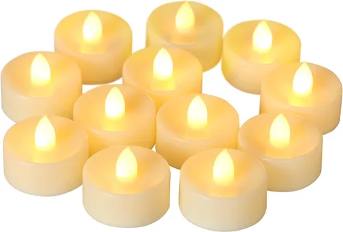 Vista 7 de CANDLE CHOICE Velas de té sin llama que funcionan con pilas, velas LED parpadeantes brillantes para centros de mesa de boda, Halloween, Acción