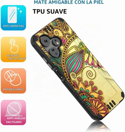 Vista 6 de TJS Funda para Celero3 Celero 5G + Plus 2024 (3ª versión) (flor antigua)