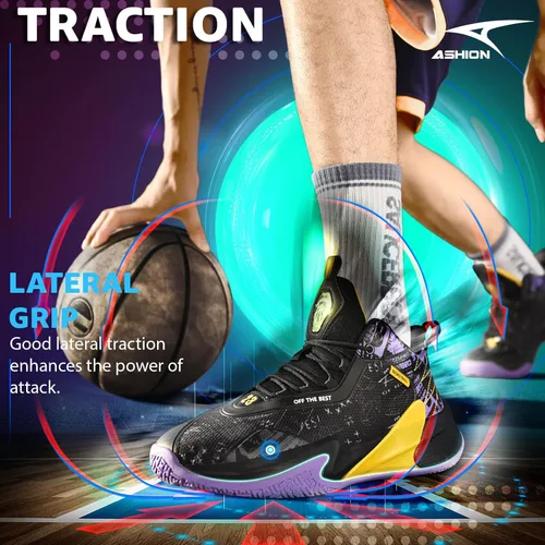 Vista 6 de ASHION Zapatos de baloncesto para hombre, antideslizantes, zapatos deportivos profesionales de baloncesto para hombre