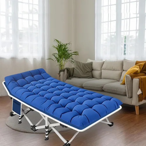 Vista 6 de Catre de camping con colchón cómodo, catres plegables para dormir, catre resistente para invitados con bolsa de transporte para adultos, para dormir