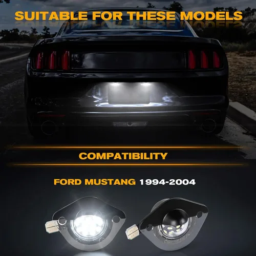 Vista 7 de Gempro - Conjunto de luz LED para placa de matrícula trasera, para camioneta Ford Mustang 1994-2004, 6000K, color blanco, paquete de 2