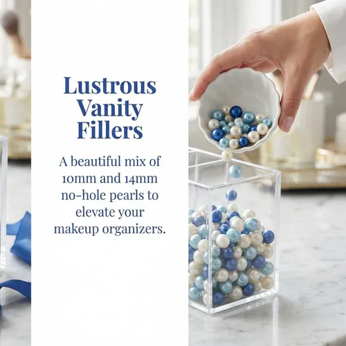 Vista 2 de 140 perlas sin agujero para relleno de jarrón y jarrón, cuentas de perlas para jarrones, centros de mesa, velas, centros de mesa, soporte de azul