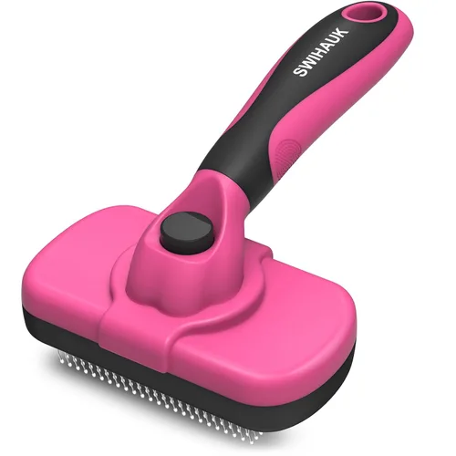 Vista 10 de Swihauk Cepillo Deslizante de Autolimpieza para Perros y Gatos - Cepillo de Desenredado y Aseo Amigable con la Piel para Mascotas con Pelo, Negro