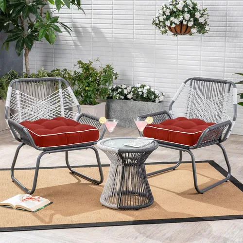 Vista 3 de Favoyard Cojines de patio de 19 x 19 pulgadas, para interiores y exteriores, resistentes al agua, para muebles de patio, color sólido por 3 años