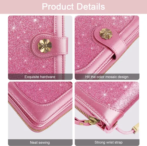Vista 5 de Coco Rossi Billeteras para mujer con múltiples tarjetero, cartera de embrague, tarjetero, organizador de tarjetas para mujer con correa