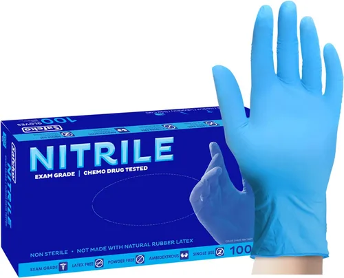 Vista 6 de Guantes desechables de nitrilo, grado de examen, sin látex, sin polvo