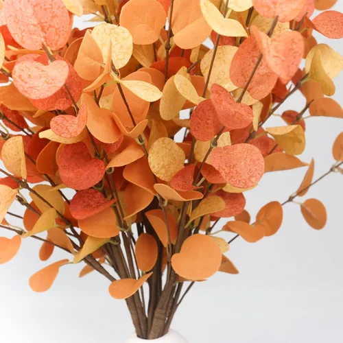 Vista 6 de HomeKaren Tallos de otoño, 6 piezas de hojas de otoño artificiales de eucalipto de 27.5 pulgadas, palillos florales de otoño, decoración de ramas