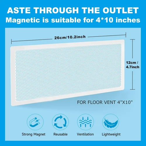 Vista 2 de 4 fundas magnéticas de ventilación blancas, cubiertas magnéticas de ventilación de 4 x 10 pulgadas con pantalla de malla para registros
