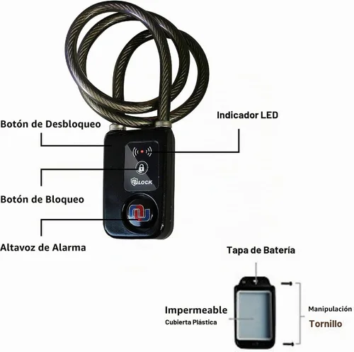 Vista 2 de Nulock - Cerradura de bicicleta Bluetooth sin llave IP44 a prueba