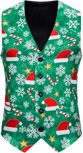 Vista 5 de Stoota Chaleco de Navidad para hombre suave casual ajuste regular lindo estampado S-2XL