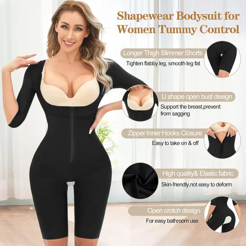 Vista 3 de RDSIANE Fajas colombianas con control de abdomen para mujer, faja moldeadora de cintura para levantamiento de glúteos, parte superior del brazo