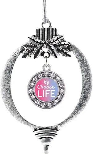 Vista 96 de Inspired Silver - Adorno con dije de cara de carlino - Adornos navideños de círculo de plata con joyas de circonita cúbica