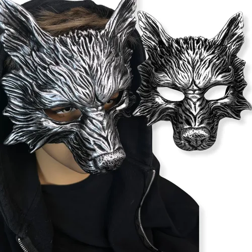 Vista 8 de Máscara de lobo de animales para mascarada, máscara de lobos, máscara de Halloween, cosplay, máscara de fiesta