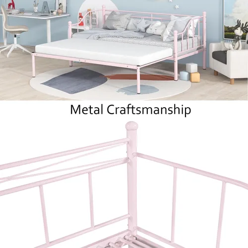 Vista 4 de Sofá cama individual con nido desplegable, marco de cámara de plataforma de metal resistente, sofá cama moderno para sala de estar/habitación