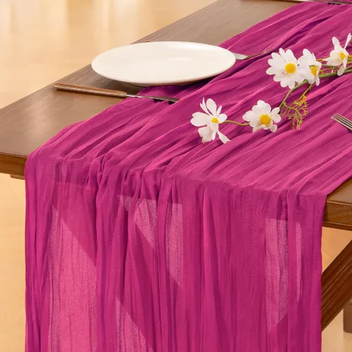 Vista 18 de Socomi - Camino de mesa de gasa, estilo bohemio y rústico, para primavera, Pascua, bodas, fiestas, baby showers y decoración, 120 pulgadas/10 pies