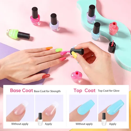 Vista 5 de Morovan Juego de esmalte de uñas para uñas de las manos: kit de esmalte de uñas de secado rápido al aire de 48 piezas con 2 piezas de base y capa