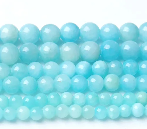 Vista 47 de Cuentas sueltas redondas de gemas naturales cuentas de piedra de energía de cristal para hacer joyas 15" (calcedonia afgana, 6 mm)