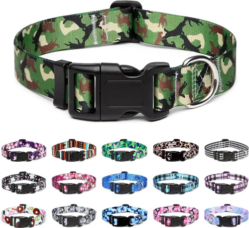Vista 30 de Mercano - Collar ajustable para perro, patrones de diseño especial, collar de nailon suave cómodo y duradero para perros pequeños, medianos