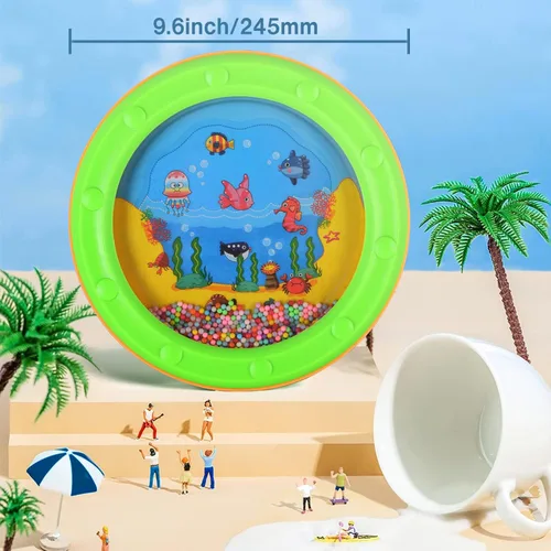 Vista 2 de EASTROCK Ocean Drum - Instrumento de percusión de sonido de mar de 10 pulgadas con gráfico de pescado, onda y efecto de surf (2 PCS)