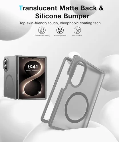 Vista 2 de NO.1 Magnetic for Samsung Galaxy Z Fold 8 Case with MagSafe [Military Grade Drop Tested][Translucent Matte][Anti-Fingerprint] Soft Silicone Bumper