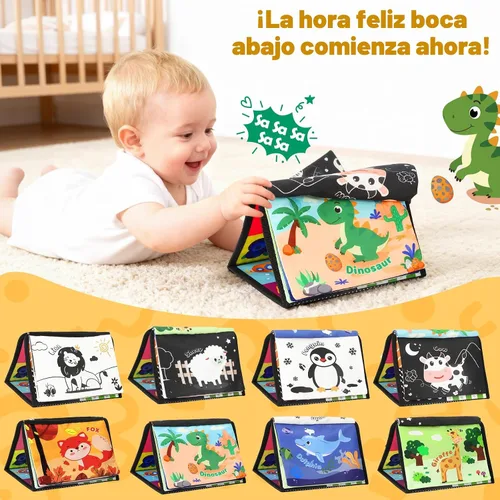 Vista 4 de BBWOO Tummy Time Mirror Toys, High Contrast Baby Toys for Newborn