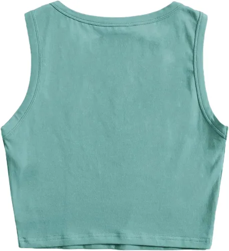 Vista 2 de Remidoo Camiseta sin mangas para mujer, estilo casual, con gráficos, recortada, cuello redondo