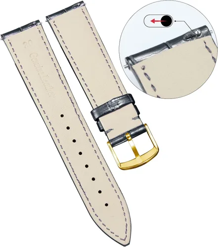 Vista 3 de BINLUN Leather Watch Band Genuine Calfskin Replacement Watch Strap Quick Release Crocodile Pattern 10 Colors 13 Sizes for Men