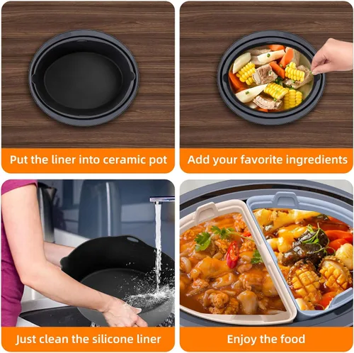 Vista 6 de Forros de Silicona Compatibles con Ollas de Cocción Lenta/Slow Cookers de 7 a 8 Cuartos, Inserto Divisor de Olla de Cocción Lenta Compatible