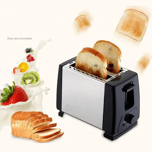 Vista 4 de Tostadora delgada de 2 rebanadas, tostadora de pan compacta de acero inoxidable con ranuras anchas emergentes automáticas y bandeja para migas