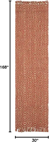 Vista 2 de SAFAVIEH Natural Fiber Collection NF445A - Alfombra de pasillo de 2 pies 6 pulgadas x 14 pies, color óxido, hecha a mano con flecos, ideal