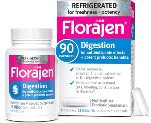Vista 8 de Florajen Probióticos para la digestión, suplemento de salud intestinal con alivio del estreñimiento y la hinchazón para adultos, 30