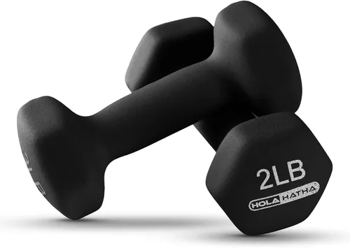 Vista 7 de HolaHatha 1, 2 and 3 lb Neoprene Dumbbell Strength Training Weight Set with Rack