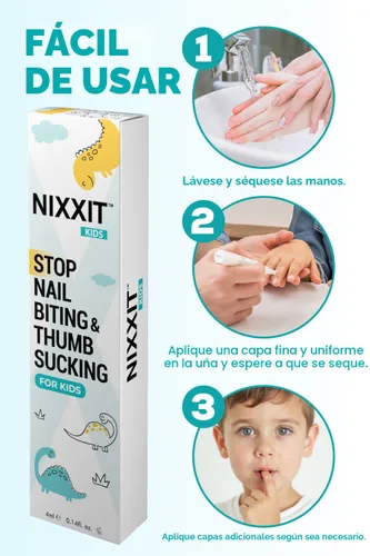 Vista 2 de NIXXIT Prevención de mordeduras de uñas para niños, disuasorio para chupar el pulgar para niños, niños pequeños, niños – Bolígrafo de esmalte