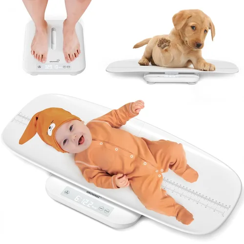 Vista 10 de GROWNSY Digital Baby Scale & Pet Scale Up to 330 lbs, Beige Accurate Weighing, 330 lb Capacity, Hold Function, 27" Height Measurement and