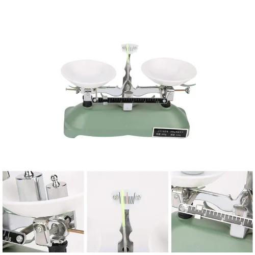Vista 2 de Báscula de equilibrio estudiantil con pesas, báscula de equilibrio mecánico de laboratorio para enseñar medición, balanza de balanza