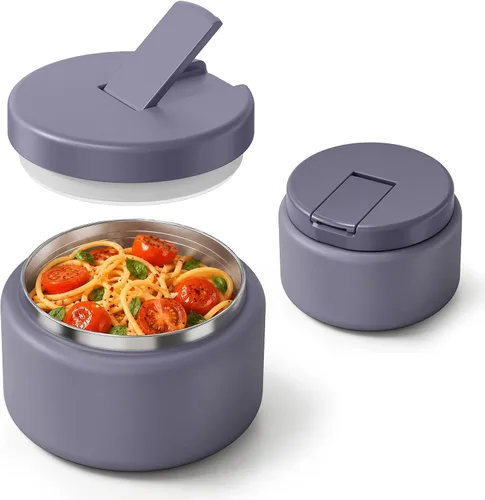 Vista 9 de Termo de sopa de 13.5 onzas para niños con tapa de hebilla, recipiente de comida aislado al vacío, boca ancha, a prueba de fugas, acero inoxidable