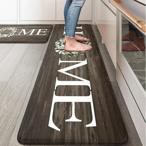 Vista 21 de KIMODE - Alfombra de cocina antifatiga para el piso, de 17.3 x 29 pulgadas, alfombra de cocina de estilo rústico, antideslizante, acolchada