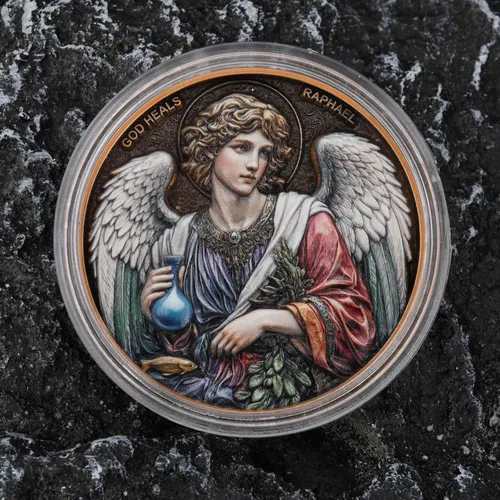 Vista 6 de Moneda de desafío Arcángel Rafael - Santo de curación, moneda de coleccionista de doble cara de 1.57 pulgadas